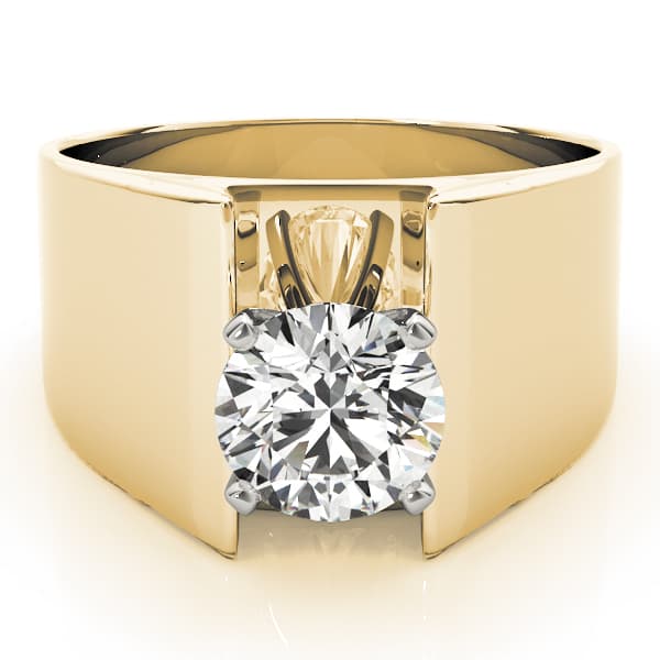 Solitaire Engagement Ring, style 80066, On hand view in yellow gold