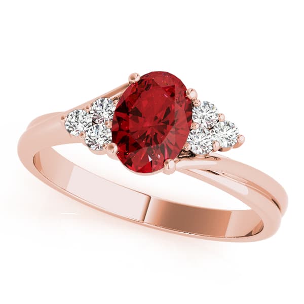 Oval Gemstone Ring (0.18 ct. tw.), Front view in rose gold