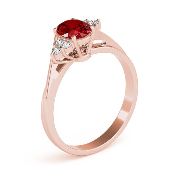 Oval Gemstone Ring (0.18 ct. tw.), Angle view in rose gold