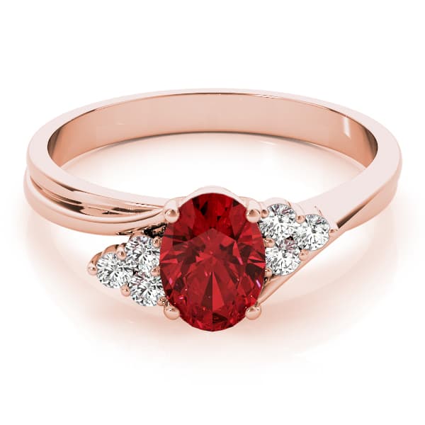 Oval Gemstone Ring (0.18 ct. tw.), On hand view in rose gold