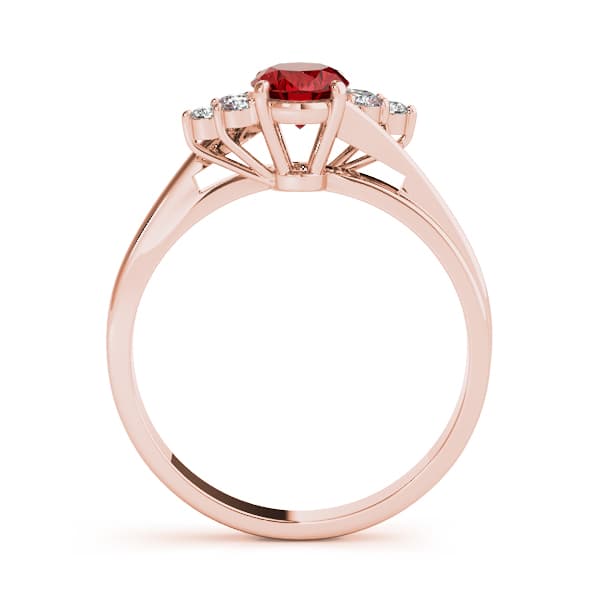 Oval Gemstone Ring (0.18 ct. tw.), Side view in rose gold