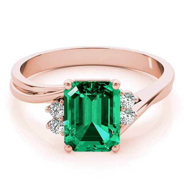 Emerald Gemstone Ring (0.1 ct. tw.), On hand view in rose gold