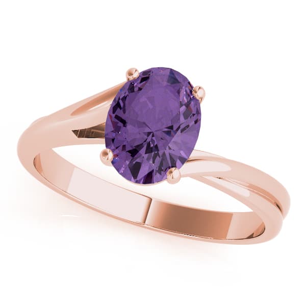 Solitaire Oval Color Rings, Front view in rose gold