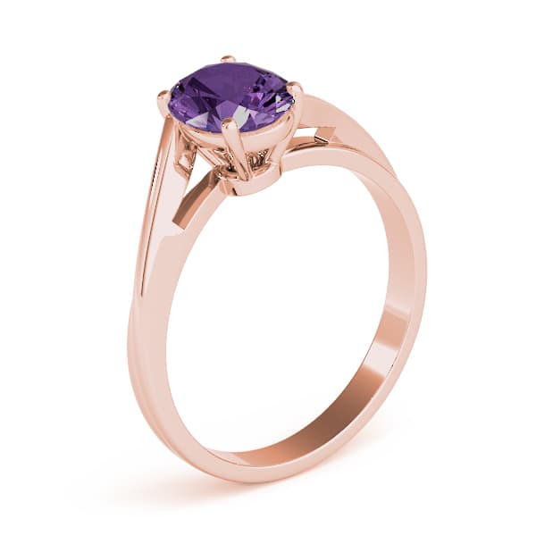 Solitaire Oval Color Rings, Angle view in rose gold
