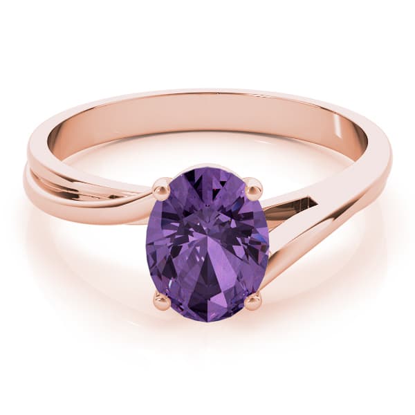 Solitaire Oval Color Rings, On hand view in rose gold