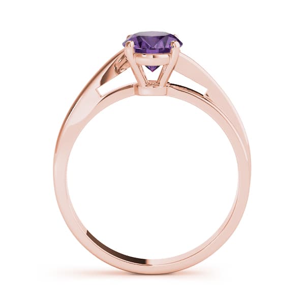 Solitaire Oval Color Rings, Side view in rose gold