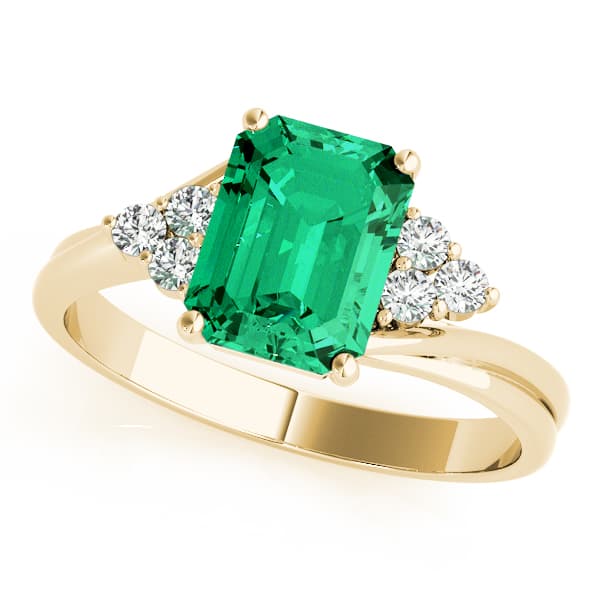 Solitaire Plus Cluster Side Engagement Ring, style 80124, Front view in yellow gold
