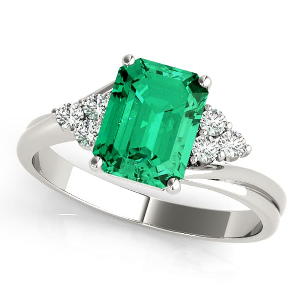 Solitaire Plus Cluster Side Engagement Ring — 7X5 MM — View 1