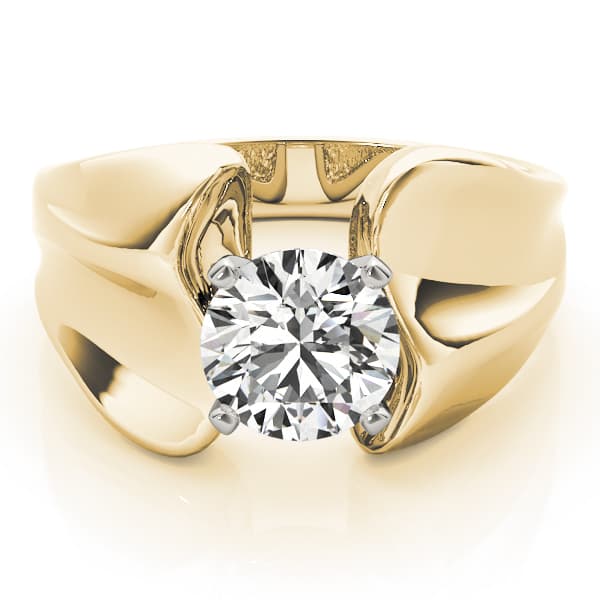 Solitaire Engagement Ring, style 80150, On hand view in yellow gold