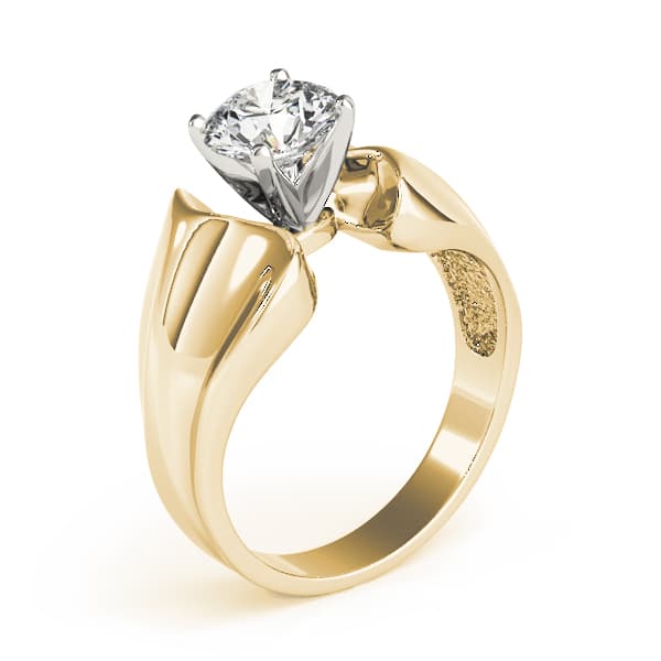 Solitaire Engagement Ring, style 80150, Top view in yellow gold