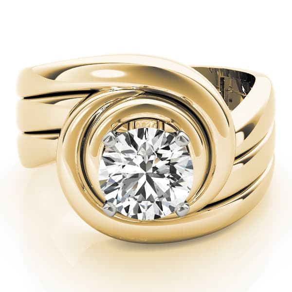 Solitaire Swirl Color Ring, style 80174, On hand view in yellow gold