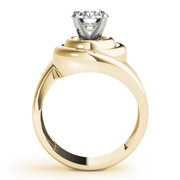 Solitaire Swirl Color Ring, style 80174, Side view in yellow gold