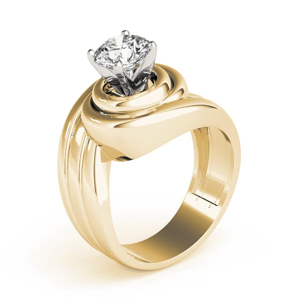 Solitaire Swirl Color Ring, style 80174, Top view in yellow gold