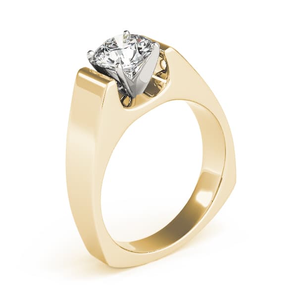 Solitaire Engagement Ring, style 80400, Top view in yellow gold