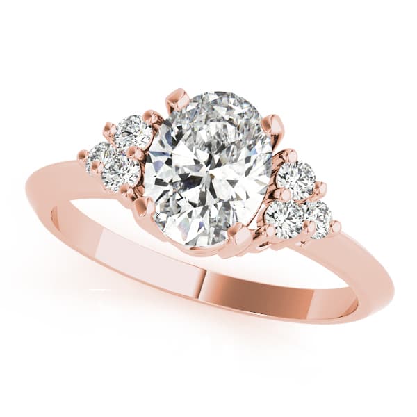Solitaire Plus Cluster Engagement Ring, style 80450, Front view in rose gold