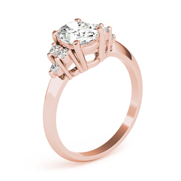 Solitaire Plus Cluster Engagement Ring, style 80450, Angle view in rose gold
