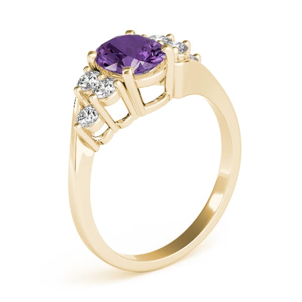 Oval Gemstone Ring (3/8 ct. tw.), Angle view in yellow gold