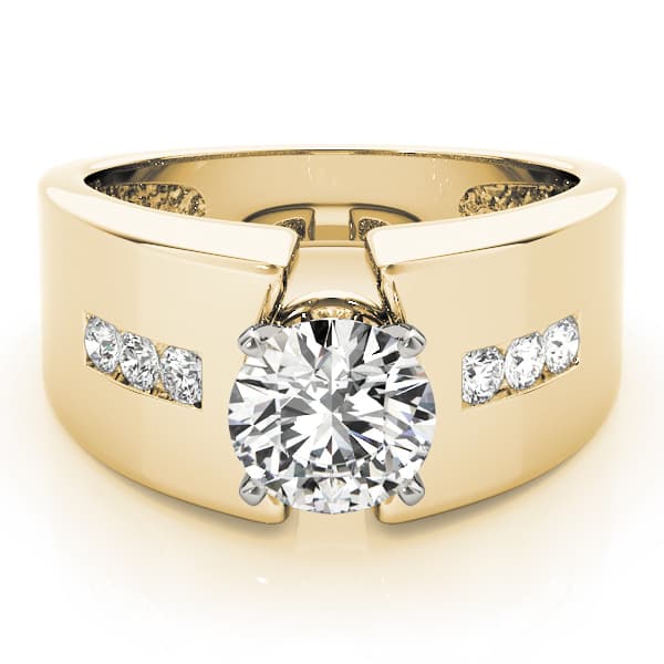 Classic Style Solitaire Engagement Ring, style 80489, On hand view in yellow gold