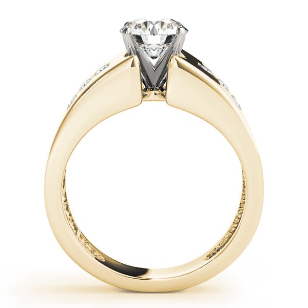 Classic Style Solitaire Engagement Ring, style 80489, Side view in yellow gold