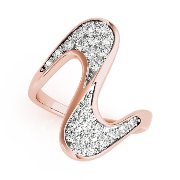Pavé Set Curved Fashion Ring (1/4 ct. tw.), Front view in rose gold