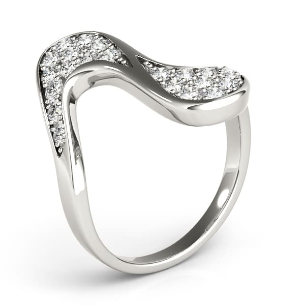 Pavé Set Curved Fashion Ring (1/4 ct. tw.), Angle view in white gold or platinum