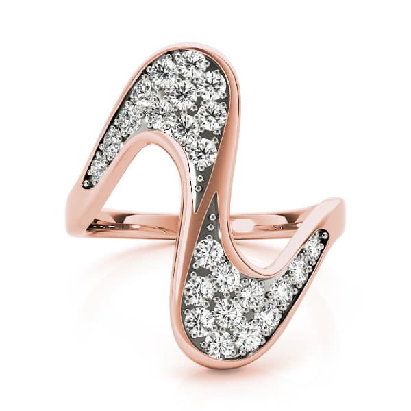 Pavé Set Curved Fashion Ring (1/4 ct. tw.), On hand view in rose gold