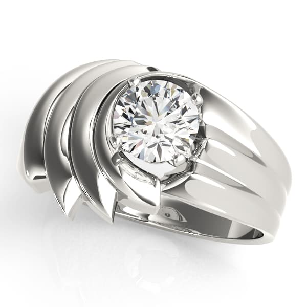 Swirl Solitaire Wide Engagement Ring — style 80540 in 10k White Gold