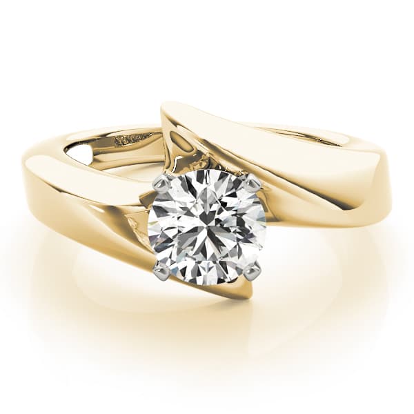 Solitaire Engagement Ring, style 80606, On hand view in yellow gold