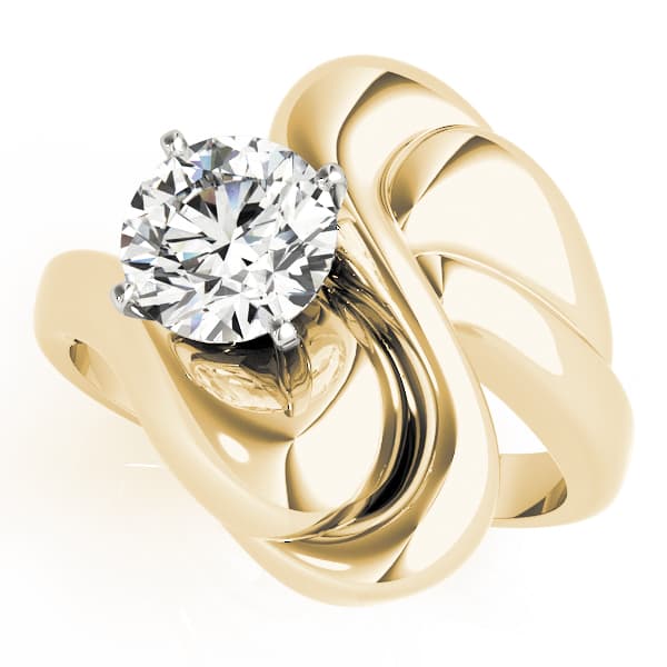Solitaire Engagement Ring, style 80634, Front view in yellow gold