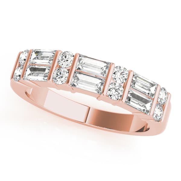 Bar Set Fancy Shape Baguette Wedding Bands (1.04 ct. tw.), Front view in rose gold