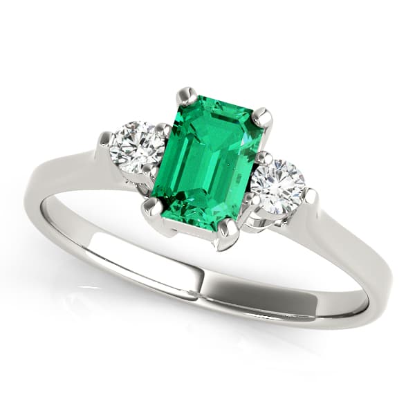 Solitaire Emerald Color Ring — 7X5 MM — View 1