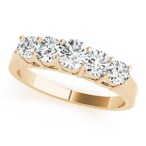 5-Stone Prong Set Wedding Band (4 ct. tw.), Front view in yellow gold
