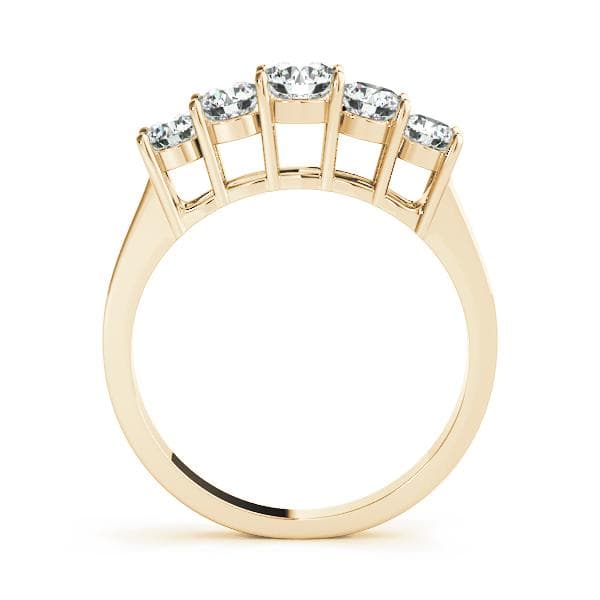 5-Stone Prong Set Wedding Band (4 ct. tw.), Side view in yellow gold