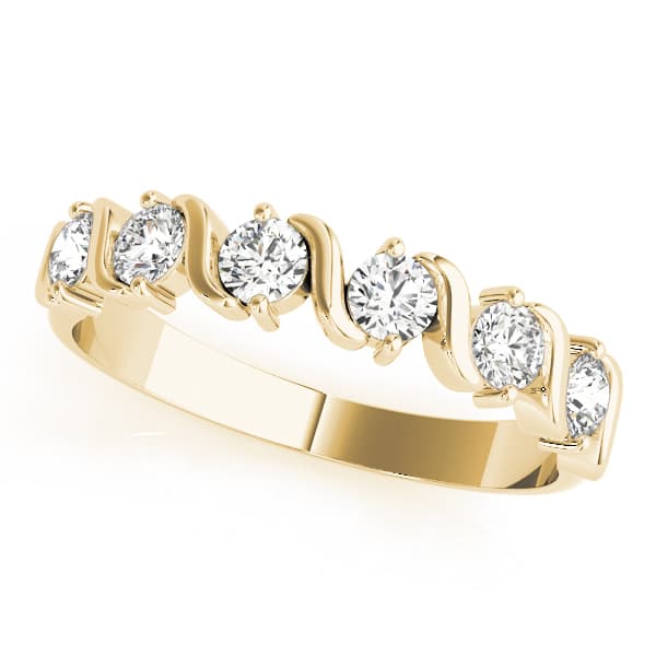S Wedding Band (1/4 ct. tw.), Front view in yellow gold