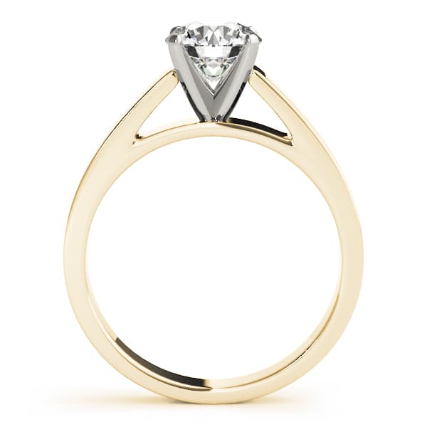 Solitaire Cathedral Engagement Ring, style 81153, Side view in yellow gold