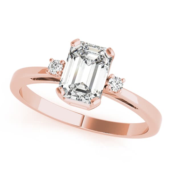 3-Stone Emerald Cut Engagement Ring, style 81330, Front view in rose gold