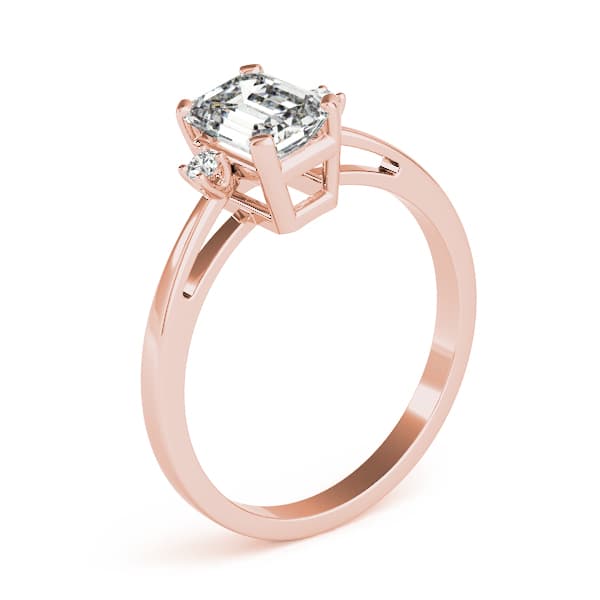 3-Stone Emerald Cut Engagement Ring, style 81330, Angle view in rose gold