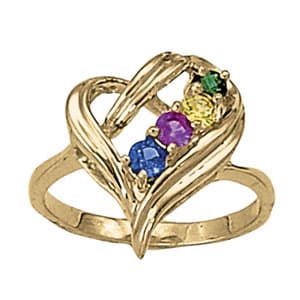 Bypass Heart Frame Mother's Rings — 5 — View 1