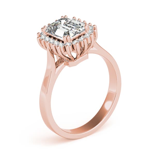 Emerald Gemstone Ring, style 81585, Angle view in rose gold