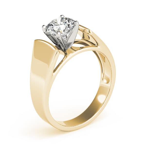 Solitaire Engagement Ring, style 81641, Top view in yellow gold