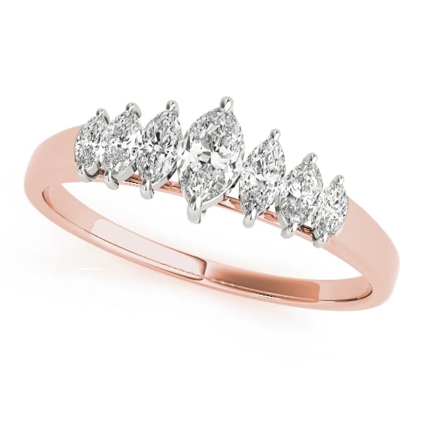 Fancy Shape Marquise Wedding Band (0.3 ct. tw.), Front view in rose gold