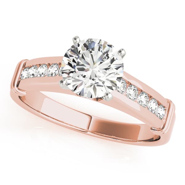 Channel Set Single Row Engagement Ring, style 81790, Front view in rose gold