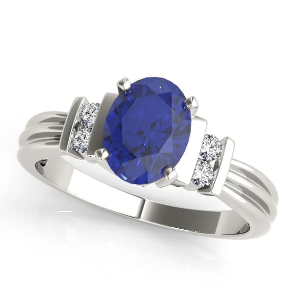 Solitaire Plus Bar Set Color Fashion Ring — 7X5 MM — View 1