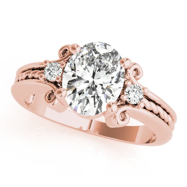 Solitaire Plus Braided Shank Engagement Ring, style 81795, Front view in rose gold