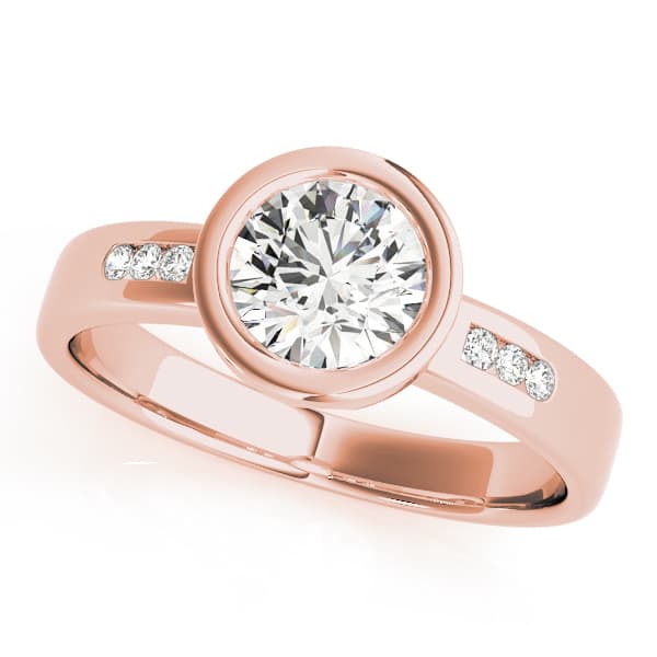 Single Row Channel Set Bezel Engagement Ring, style 81843, Front view in rose gold