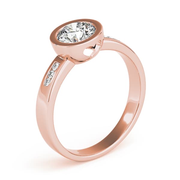 Single Row Channel Set Bezel Engagement Ring, style 81843, Top view in rose gold