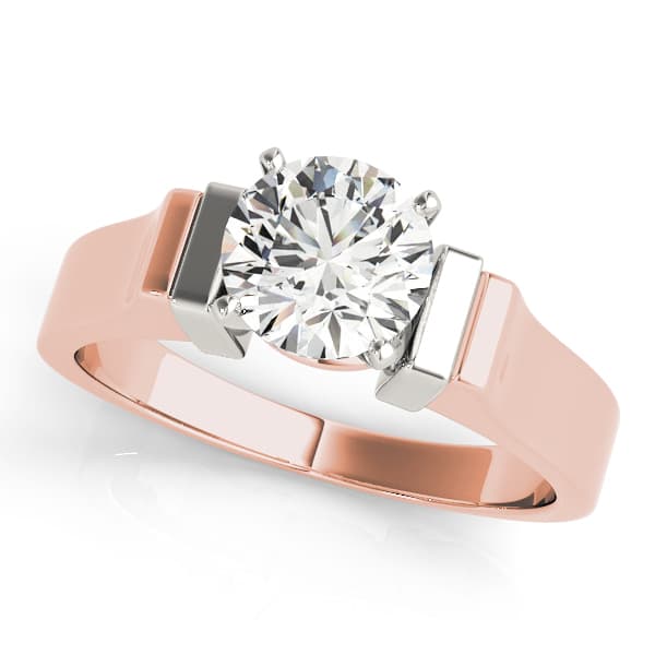 Solitaire Engagement Ring, style 81877, Front view in rose gold