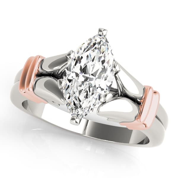 Solitaire Peghead Engagement Ring, style 81880, Front view in rose gold