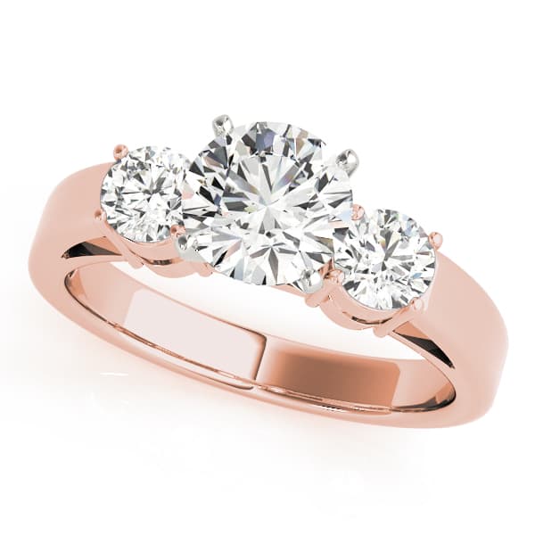 3-Stone Round Engagement Ring, style 81882, Front view in rose gold