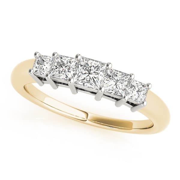 Fancy Shape Princess Wedding Band (0.84 ct. tw.), Front view in yellow gold